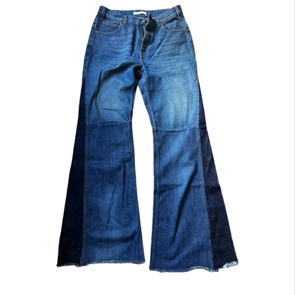 Chloe Two-Tone Blue Flare Jeans